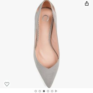 Brinley Co. Womens Heel Cut-Out Kitten Heel Pump Grey, Size 8 Womens